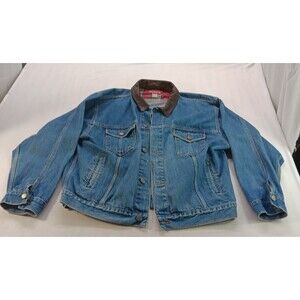 Vintage Marlboro Country Store Denim Trucker Jacket Men's XL USA Made Leather